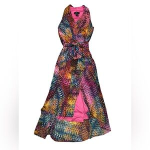 Lemme for Nina Leonard Pink Basketweave Dress High Low Size 8